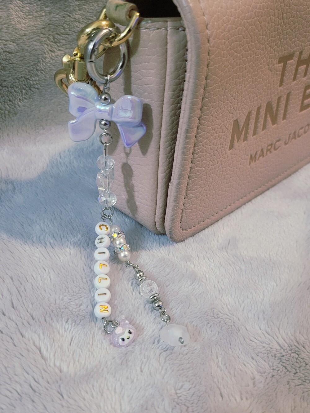 Lilac Bow Personalized Bag Charm Keychain
